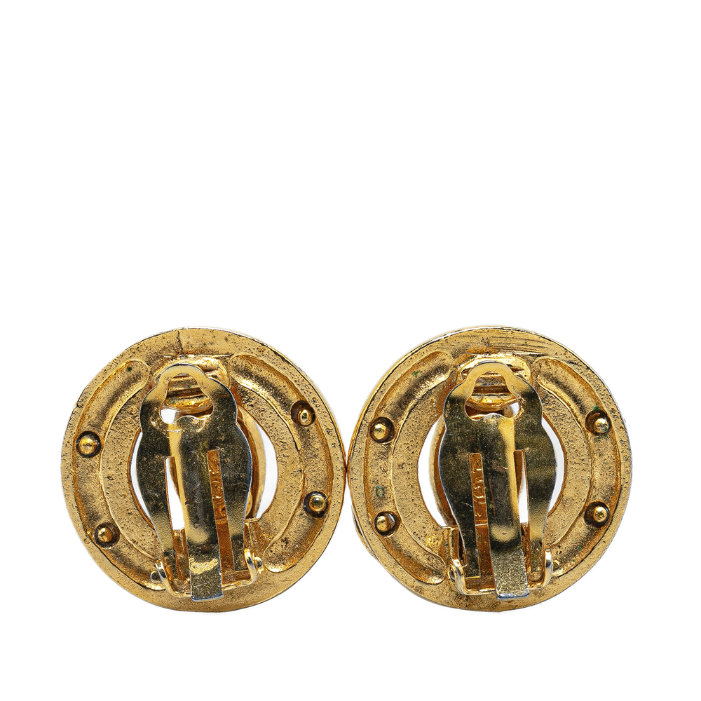 Pre-Loved Chanel Gold Plated CC Clip On Earrings - Picture 2 of 4